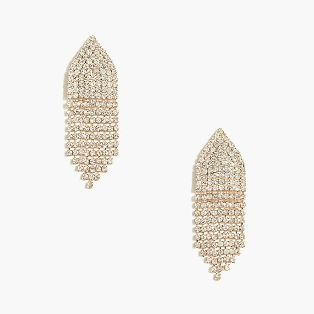 J. Crew Silver Crystal Waterford Statement Earrings